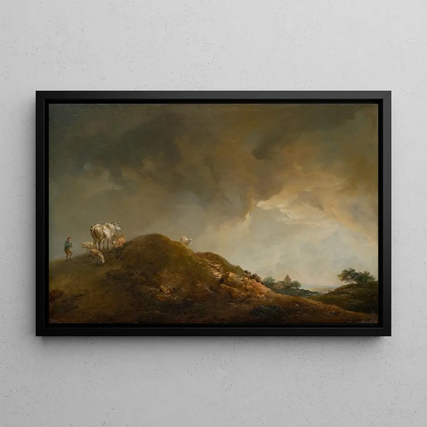 Johann Christian Brand - Hgellandschaft mit Khen und Schafen.webp