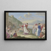 Italian peasant painting entertaining by the lake with game and dance, towering mountains in the background - Johann Friedrich August Tischbein — framed artwork on a wall