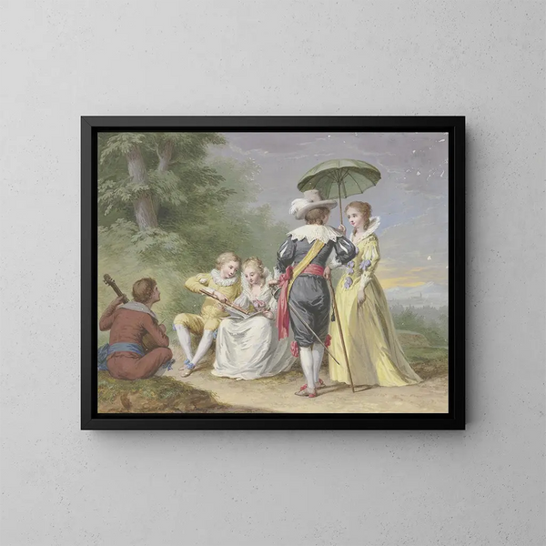 Gesellschaftliche Musik am Waldrand - Johann Friedrich August Tischbein — gerahmtes Bild an der Wand