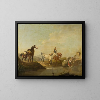Johann Georg Pforr - A Groom Leading two Horses to the Water.webp