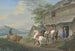 Zwei Reiter mit einem Packpferd halten vor einem Bauernhof an - Johann Georg Pforr — Ansicht des Kunstwerks