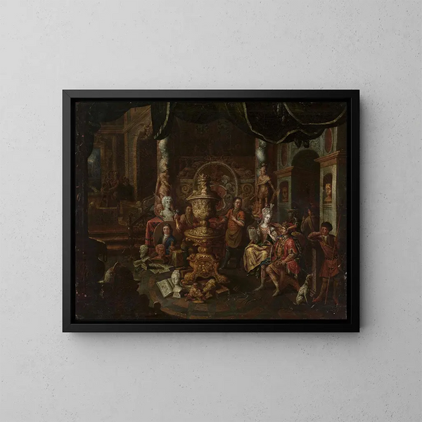 Nello studio del pittore - Johann Georg Platzer — quadro incorniciato alla parete