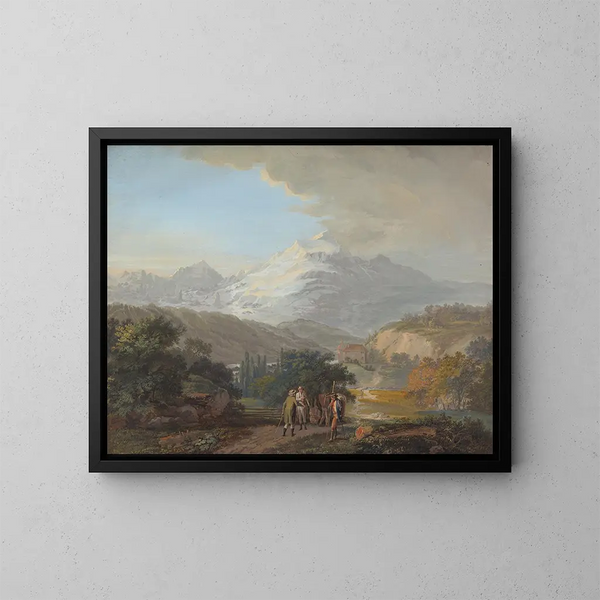 Ansicht des Mont Blanc im Tal von Salenges - Johann Georg Volmar — gerahmtes Bild an der Wand