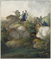 Un gruppo reale che ammira il tramonto in cima alla montagna Hesselberg - Johann Georg von Dillis — vista dell’opera
