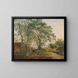Johann Georg von Dillis - Hgelige Baumlandschaft mit Htte.webp