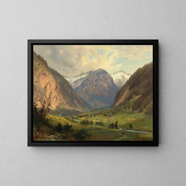 Das Tal von Ktschachthal mit dem Bcksteinkogel und der himmlische Wand bei Wild Bad Gastein - Giovanni Battista Varano — gerahmtes Bild an der Wand