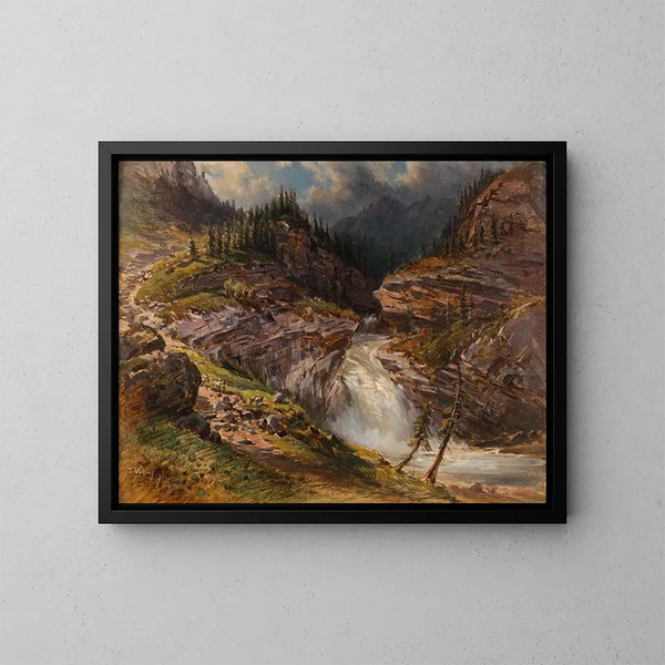 Bergère am Ufer des Wasserfalls von Golling - Giovanni Battista Varano — gerahmtes Bild an der Wand