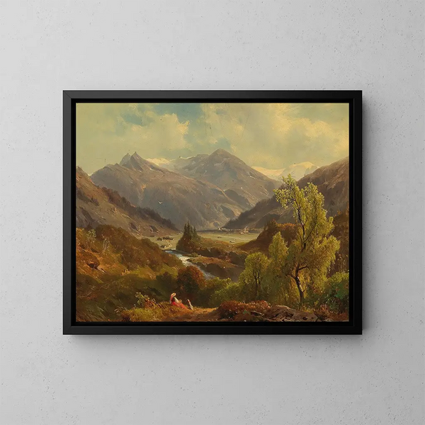 Die Tal von Bcksteiner mit dem Rathausberg in Wildbad Gastein, Oberösterreich - Giovanni Battista Varano — gerahmtes Bild an der Wand