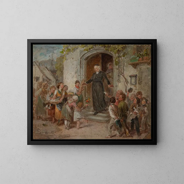 L Geburtstag des Landpfarrers - Johann Grund — gerahmtes Bild an der Wand