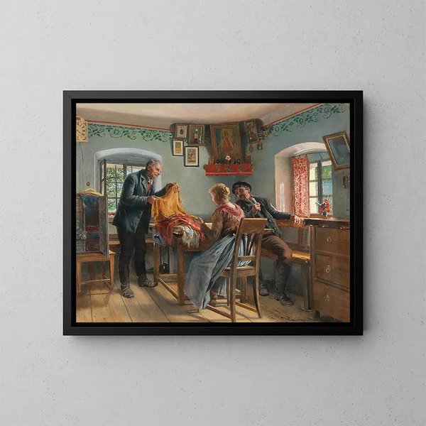 Scegliere nuovi scialli a casa - Johann Hamza — quadro incorniciato alla parete