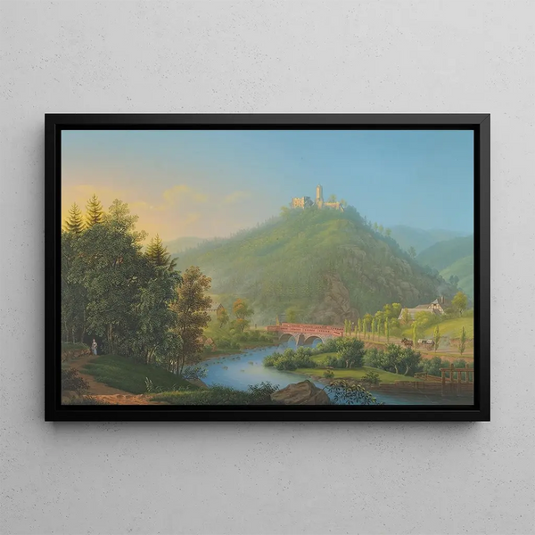 Johann Heinrich Bleuler - View of Kynsburg over the Weistritz River Valley in Silesia.webp