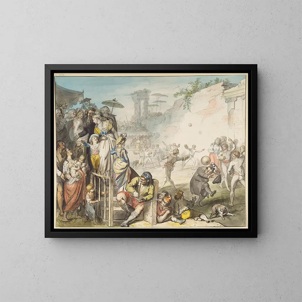 Gioco della palla a Roma - Johann Heinrich Ramberg — quadro incorniciato alla parete