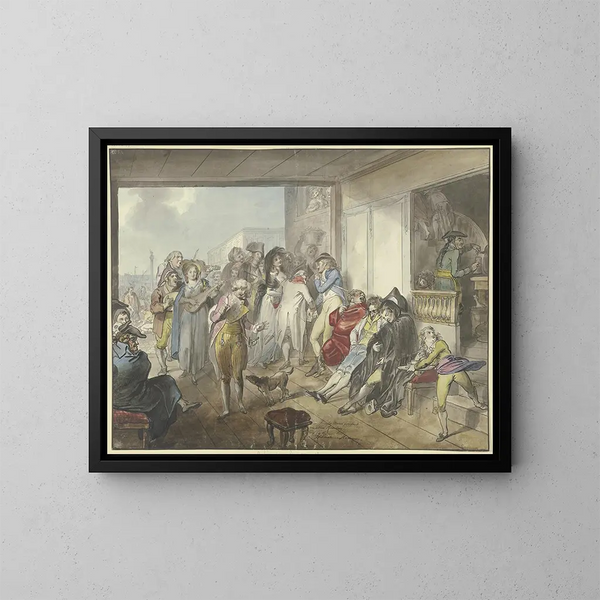 Café auf der Piazetta in Venedig - Johann Heinrich Ramberg — gerahmtes Bild an der Wand