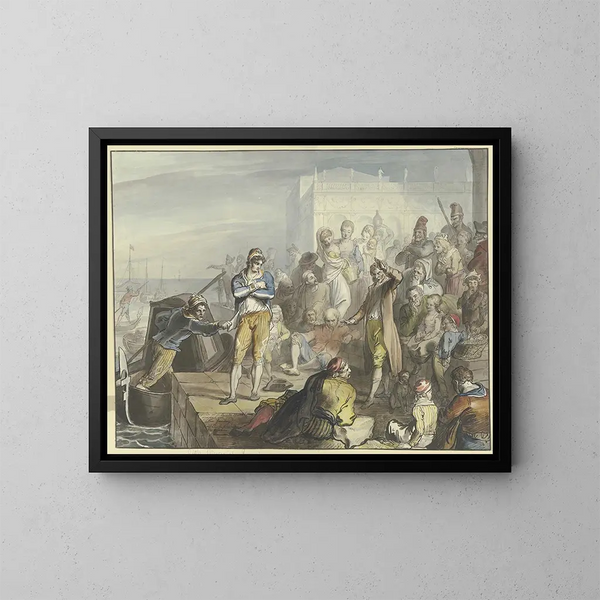 Improvisateur sur la Piazetta à Venise - Johann Heinrich Ramberg — gerahmtes Bild an der Wand