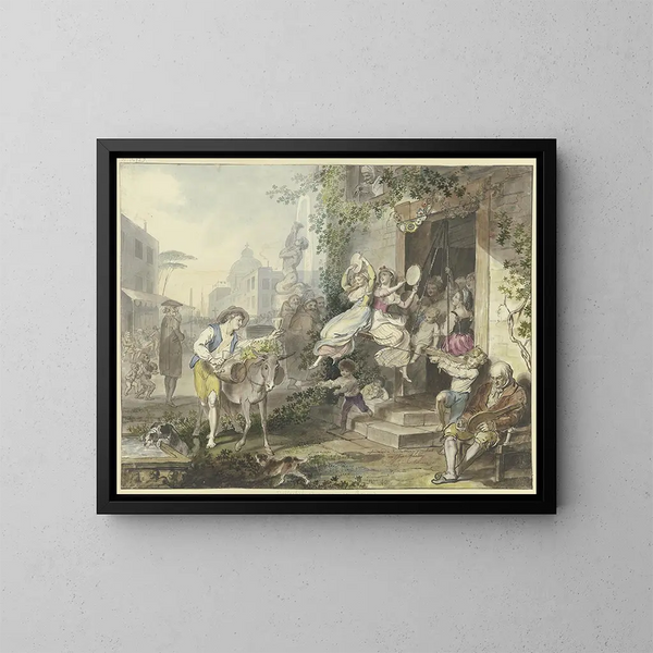 Divertimenti popolari a Roma - Johann Heinrich Ramberg — quadro incorniciato alla parete
