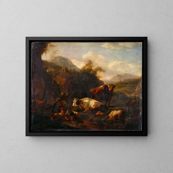 Landschaft - Johann Heinrich Roos — gerahmtes Bild an der Wand