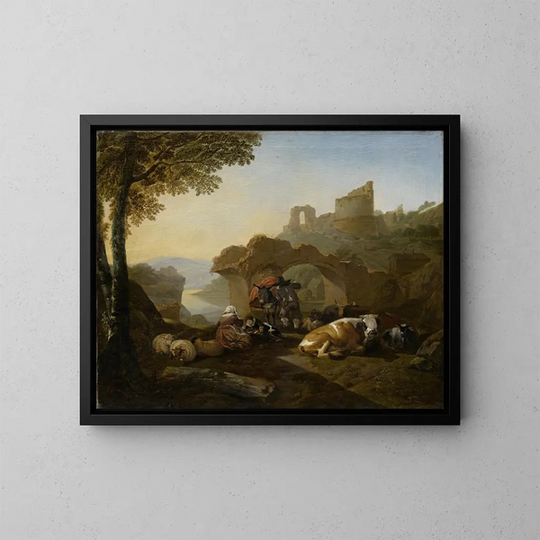 Repos des Bergers - Johann Heinrich Roos — gerahmtes Bild an der Wand
