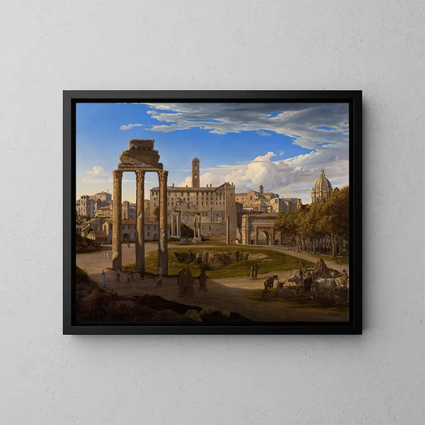 Vista del Foro Romano verso il Campidoglio - Johann Heinrich Schilbach — quadro incorniciato alla parete