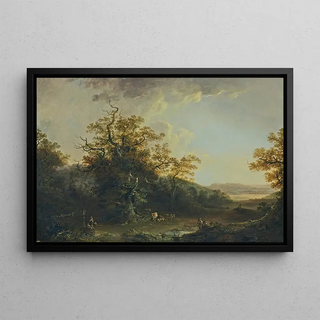 Johann Heinrich West - Landschaft Mit Fischern Hirten Und Vieh.webp