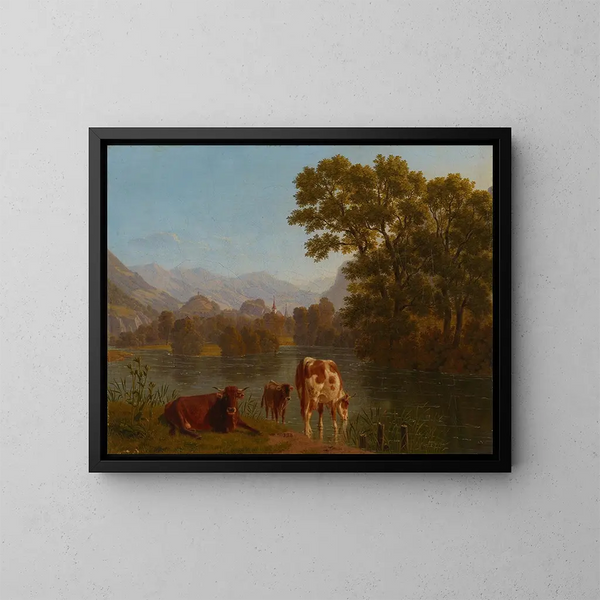 Landschaft des Aare - Johann Jakob Biedermann — gerahmtes Bild an der Wand
