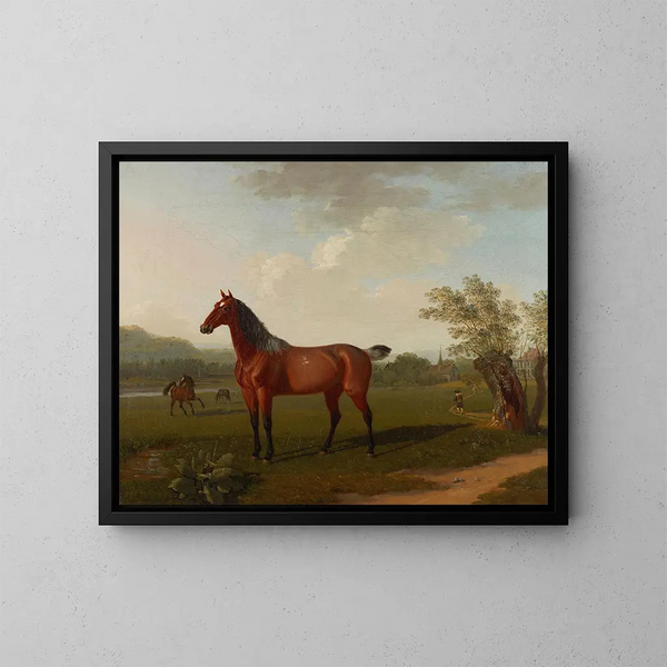 Pferde in der Landschaft - Johann Jakob Biedermann — gerahmtes Bild an der Wand