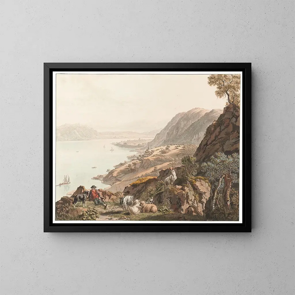 Twann und Bienne See von Nordosten - Johann Jakob Biedermann — gerahmtes Bild an der Wand