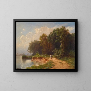 Johann Kautsky - Idylle am Seeufer.webp