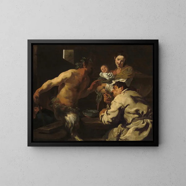 Der Satyr und der Bauer - Johann Liss — gerahmtes Bild an der Wand