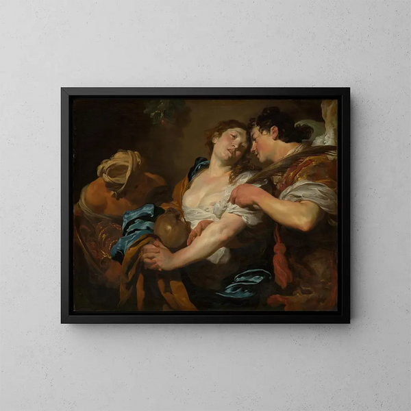 Die Versuchung der heiligen Maria Magdalena - Johann Liss — gerahmtes Bild an der Wand