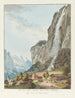 Cascata chiamata Staubbach nella Valle di Lauterbrunnen - Johann Ludwig Aberli — vista dell’opera