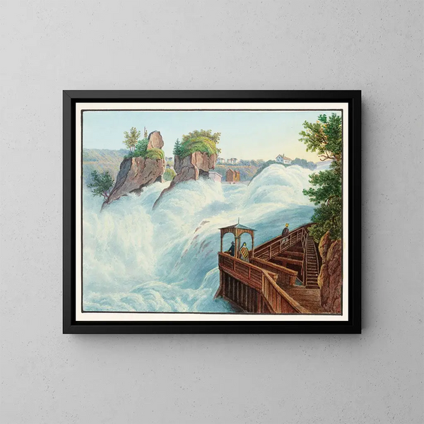 Ansicht des Rheinfalls bei Feczitz - Johann Ludwig Bleuler — gerahmtes Bild an der Wand