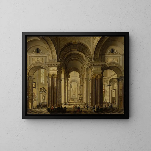 Innenansicht einer barocken Kirche - Johann Ludwig Ernst Morgenstern — gerahmtes Bild an der Wand