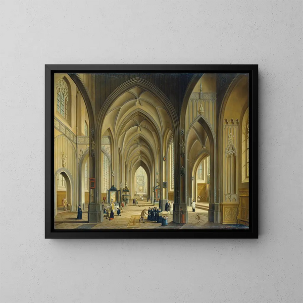 Innenansicht einer gotischen Kirche - Johann Ludwig Ernst Morgenstern — gerahmtes Bild an der Wand