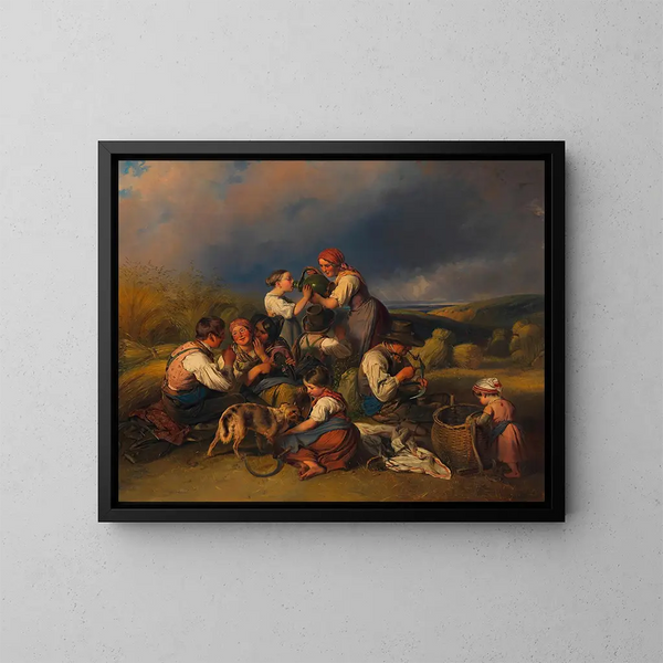 La mietitura dei mietitori - Johann Matthias Ranftl — quadro incorniciato alla parete