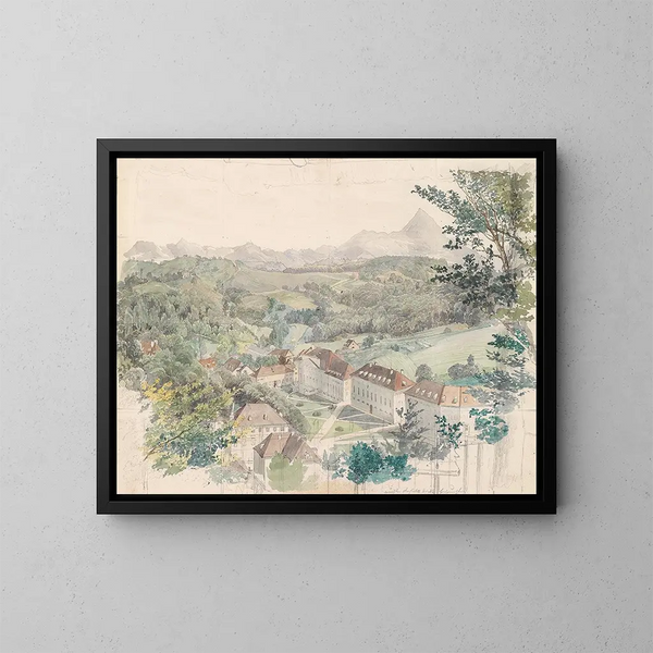 Blick auf das Bad Rohitsch Sauerbrunn - Johann Nepomuk Passini — gerahmtes Bild an der Wand