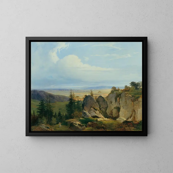 La lande de Wiener Neustadt vue de Wetzelsdorf - Johann Nepomuk Passini — gerahmtes Bild an der Wand