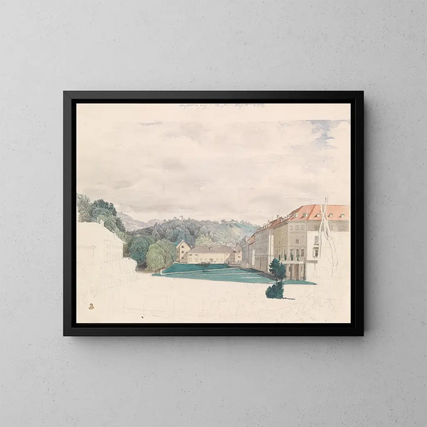 Kurplatz in Bad Rohitsch-Sauerbrunn - Johann Nepomuk Passini — gerahmtes Bild an der Wand