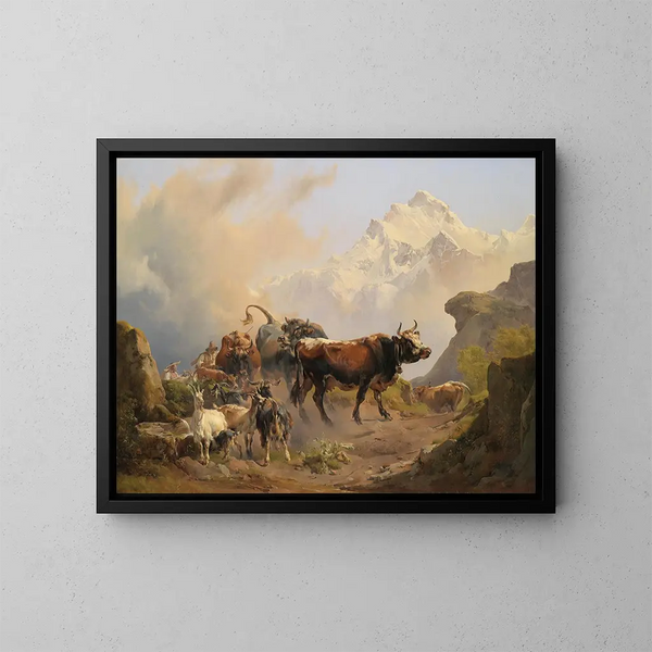 La transumanza - Johann Nepomuk Rauch — quadro incorniciato alla parete