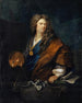 Self-portrait with family coat of arms - Johann Rudolf Huber the Elder — artwork view