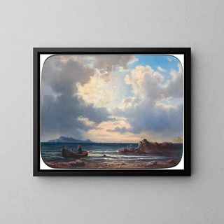 Johann Rudolf Rapp - A Fishing Boat on the Shore with Seagulls.webp