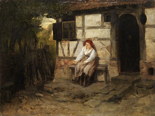Johann Sperl - Farmers wife sitting in front of the house.webp