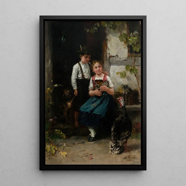 Johann Sperl - Geschwisterpaar mit Truthahn.webp