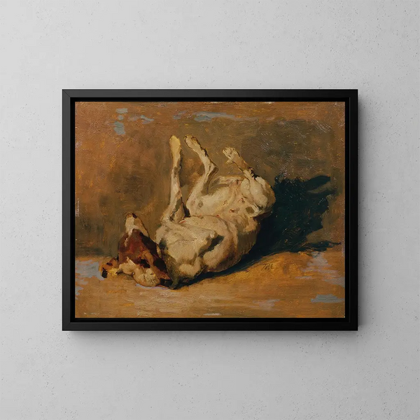 Hund, der sich windet - Johann Till der Jüngere — gerahmtes Bild an der Wand