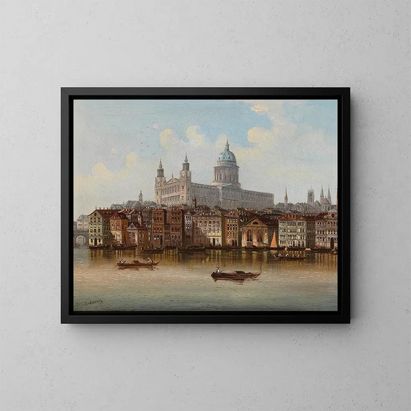 Caprice, vue de la cathédrale Saint-Paul, Londres - Johann Wilhelm Jankowsky — gerahmtes Bild an der Wand