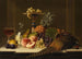 Large Still Life Painting of Fruits with Pheasant and Wine Glass - Johann Wilhelm Preyer — artwork view