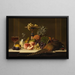 Large Still Life Painting of Fruits with Pheasant and Wine Glass - Johann Wilhelm Preyer — framed artwork on a wall