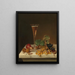 Nature morte with a large glass of champagne on a marble tray - Johann Wilhelm Preyer — framed artwork on a wall