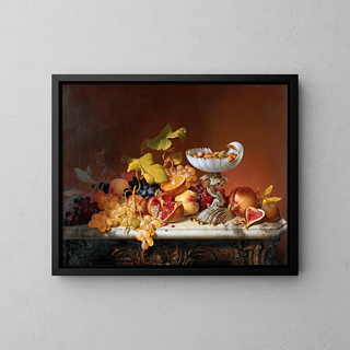 Johann Wilhelm Preyer - Tropical fruits with milk glass shell in shell shape.webp