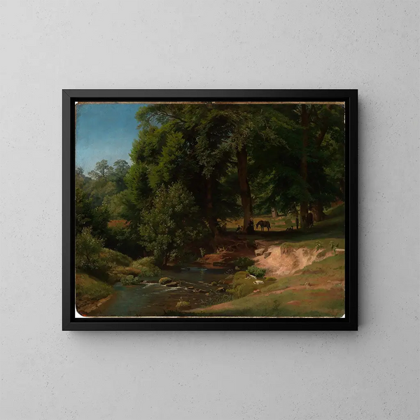 Sur l'Alb I con cavalieri a riposo - Johann Wilhelm Schirmer — quadro incorniciato alla parete