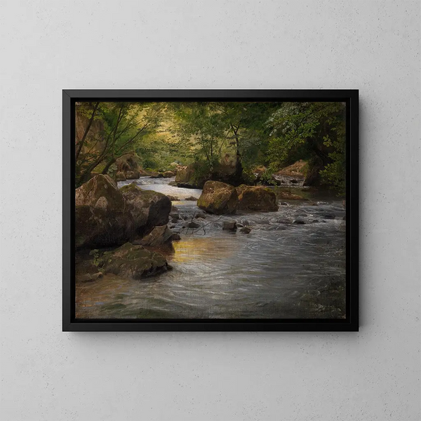 Ruisseau de montagne avec peintre assis - Johann Wilhelm Schirmer — quadro incorniciato alla parete